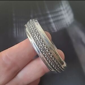 Vintage Monet Silver Plated Hinged Bracelet 7.5" Wrist